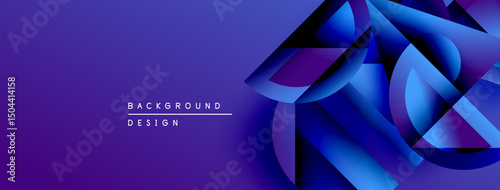 Abstract geometric design. Blue hues dominate, creating modern visual impact. Gradient transitions add depth, texture.