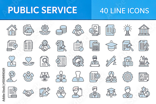 Minimal Line Icons of Public Utilities – Gas, Water, Power