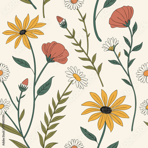 seamless vector flower illustrasion