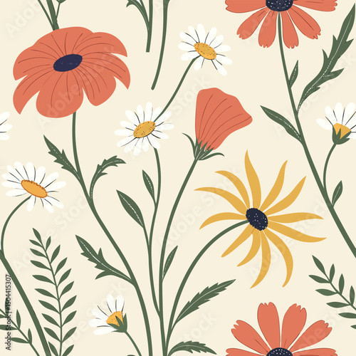 seamless vector flower illustrasion