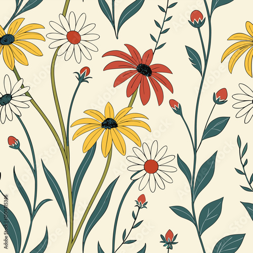 seamless vector flower illustrasion