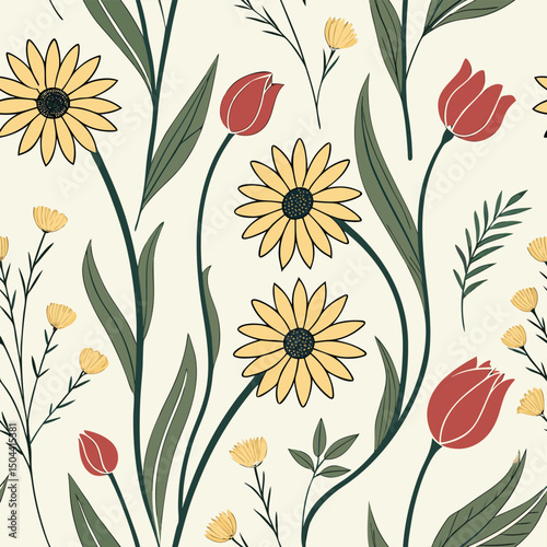 seamless vector flower illustrasion