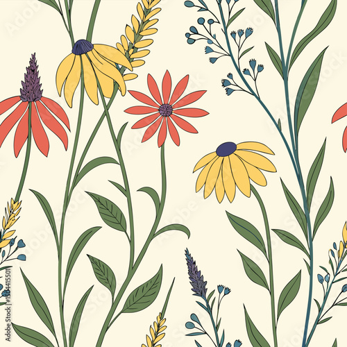 seamless vector flower illustrasion