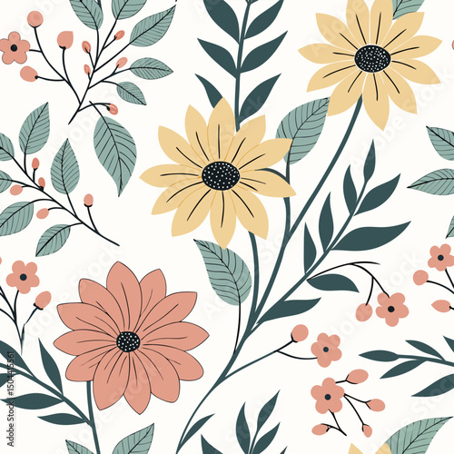 seamless vector flower illustrasion