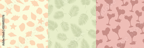 Colleciton of 3 summer soft coloured seamless patterns
