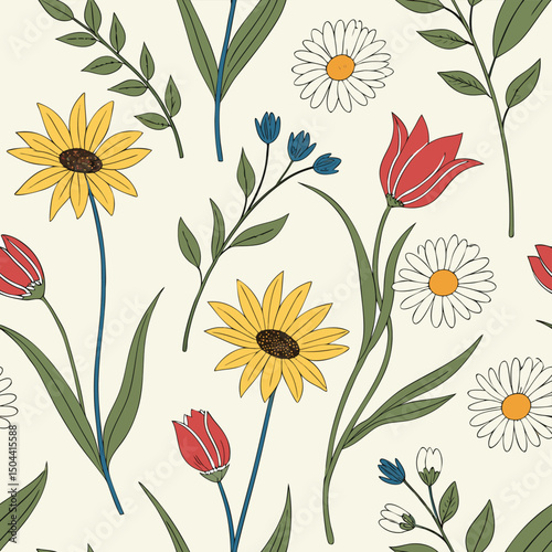 seamless vector flower illustrasion