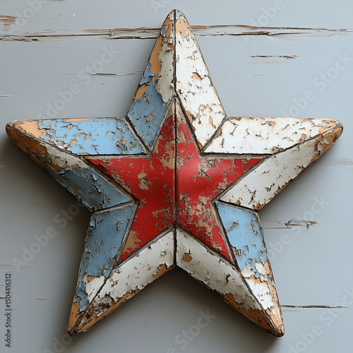 Vintage American Style Star on Wood