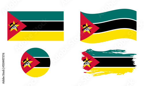 Mozambique flag in different shapes