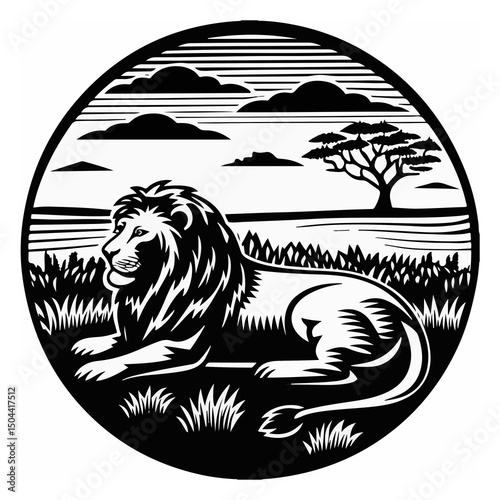 Wild animal power lion head tattoo vector illustration