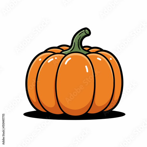 Orange pumpkin illustration for autumn harvest celebrations. This cute pumpkin image is perfect for fall themed designs.  Use this charming pumpkin graphic for seasonal greeting cards or Halloween dec