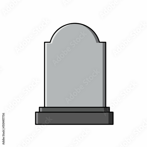 Simple gravestone illustration for halloween design.  Tombstone image with blank space for text or design elements.  Grey headstone perfect for halloween projects, spooky invitations, or themed announ