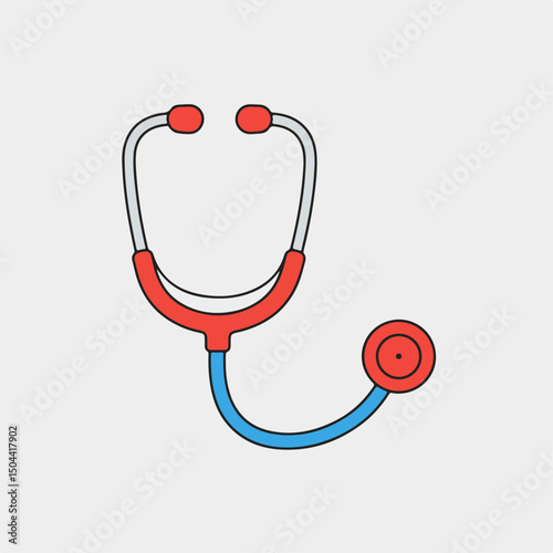 Medical stethoscope illustration red and blue tubes medical equipment.  Simple medical tool for diagnosis.  Medical equipment image perfect for healthcare brochure, website, or medical app.