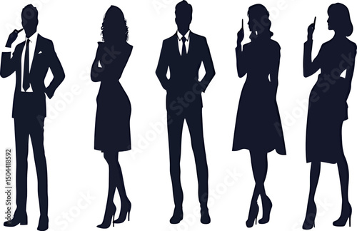 Silhouetted individuals in formal attire, exuding elegance and mystery.