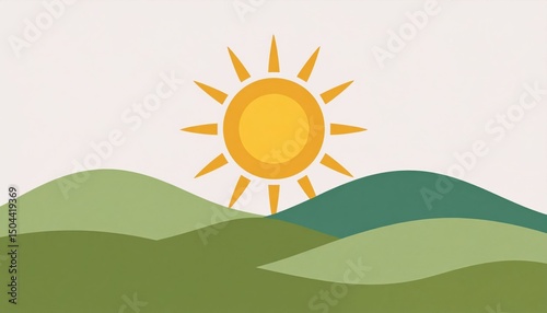 Peaceful Landscape With Sun And Hills