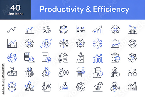 Productivity and Efficiency editable icon set collection