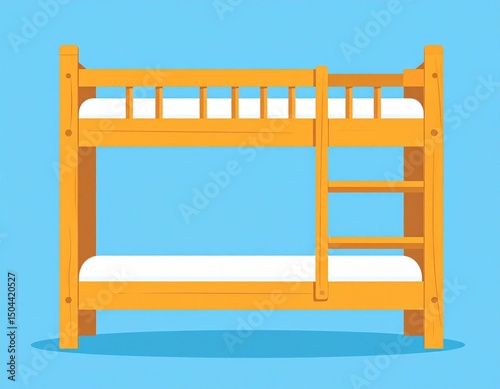Bright Yellow Bunk Bed On Light Blue Background