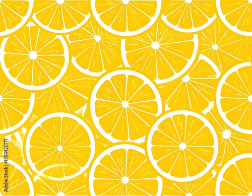 Bright Yellow Lemon Slices Pattern Background