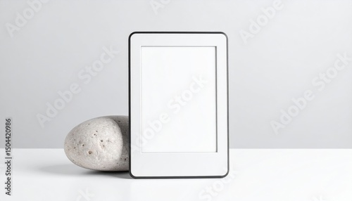 Blank White Photo Frame With Stone