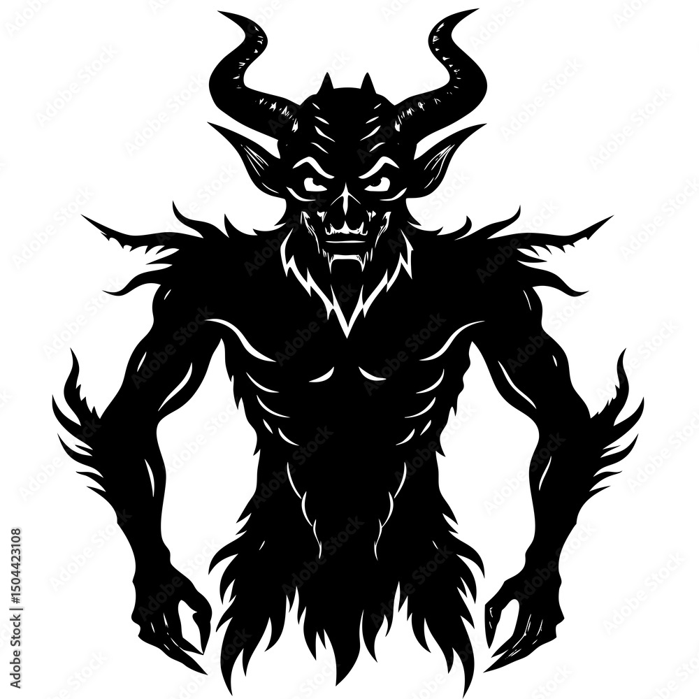 Obraz premium Devil silhouette with isolated white Background