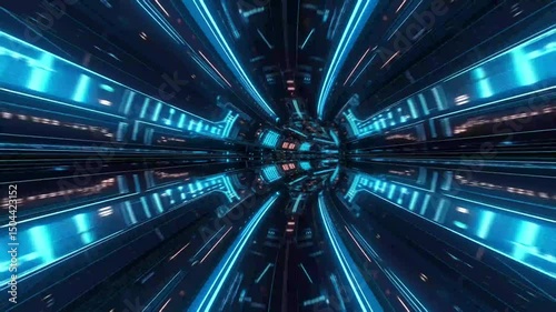 Future digital tunnel warp for high-speed sci-fi energy travel