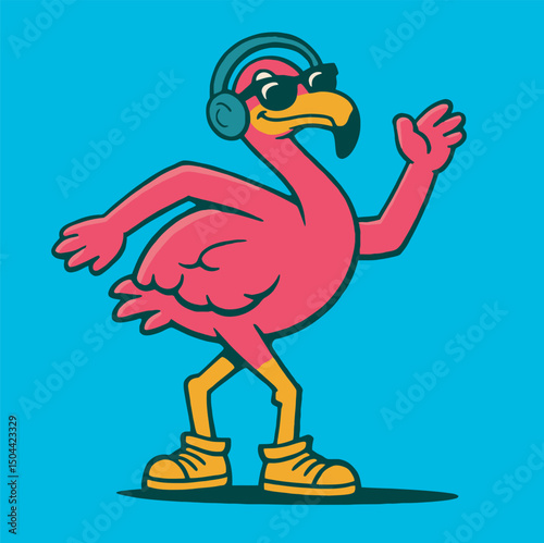 mascot of  cute modern flamingo 