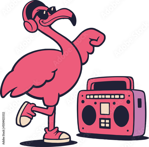 mascot of dj pink Flamingo and radio