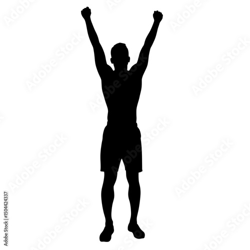 Victory-pose silhouette – black motivation & achievement icon