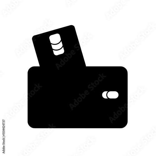 Bank-card budgeting device silhouette – black portable fintech tool, copy-space
