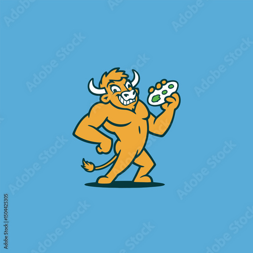 Mascot of happy cow character.