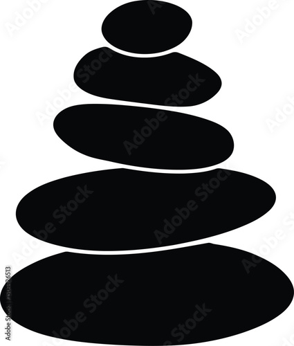 Zen Balancing Stones Icon. Stacked Rock Cairn Vector for Meditation and Wellness.

