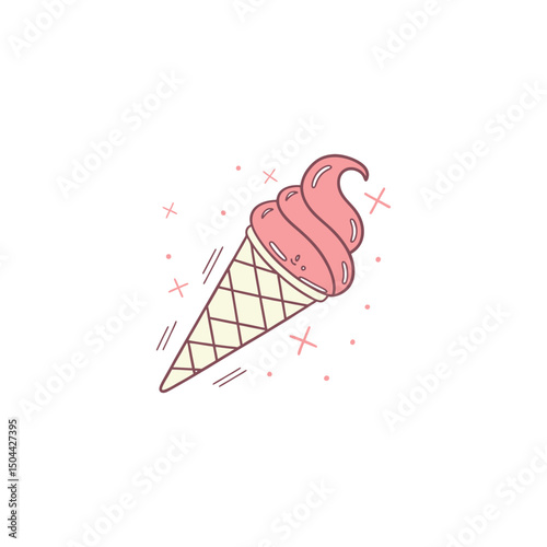 Ice cream vector illustration with heart