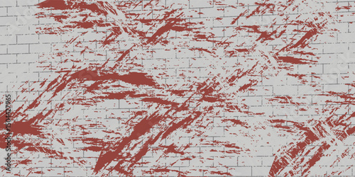 Distressed white paint brick Old Grungy Brick Wall Horizontal Texture Brick Wall With White Uneven Stucco.vector eps10