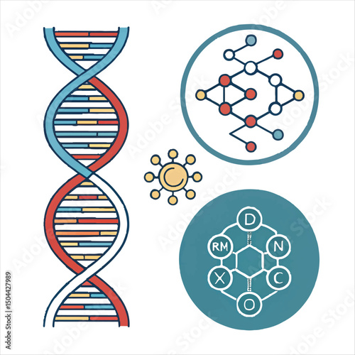 dna icon set dna helix chromosome molecule symbol
