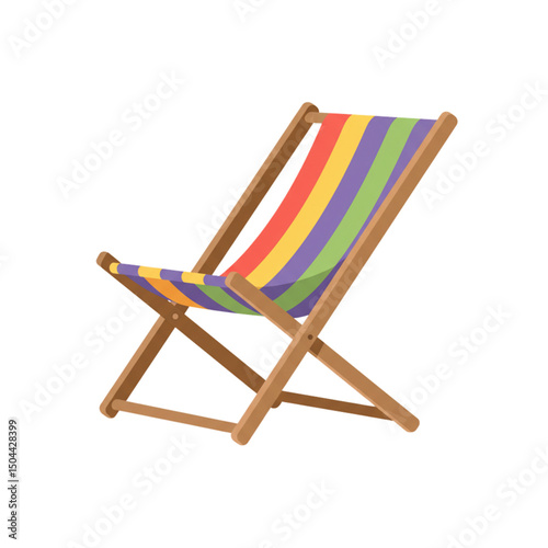 Colorful Beach Chair: Vibrant striped deck chair for summer relaxation