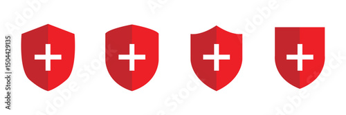 Medical health protection shield cross icons set. Protected shield concept eps 20. Vector Illustration .