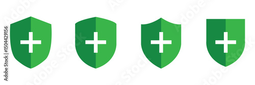 Medical health protection shield cross icons set. Protected shield concept eps 20. Vector Illustration .
