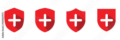 Medical health protection shield cross icons set. Protected shield concept eps 20. Vector Illustration .
