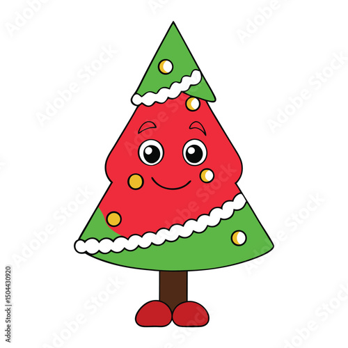 Festive cherry vector Christmas tree with bright red cherries, green leaves, and a tree shape—perfect for holiday designs with a fresh, fruity twist.
