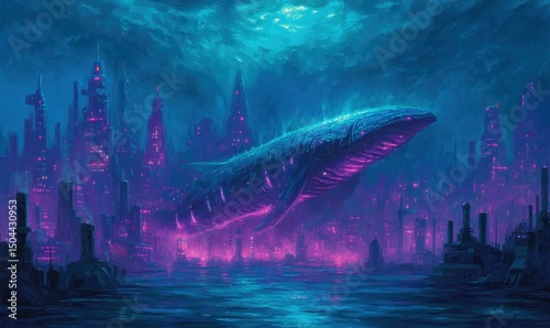 Submerged Metropolis and Bioluminescent Whale