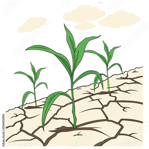 Maize seedlings silhouette,