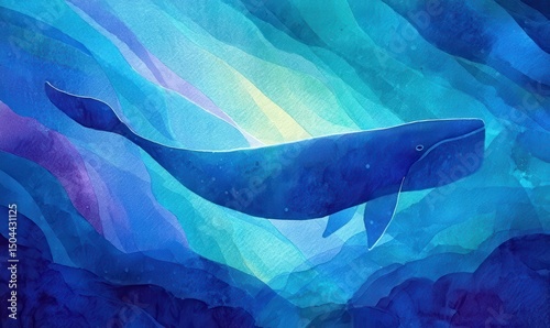 Serene Whale in Luminescent Depths
