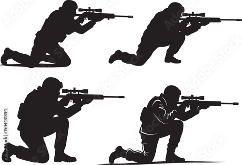 Army soldier silhouette vector illustration