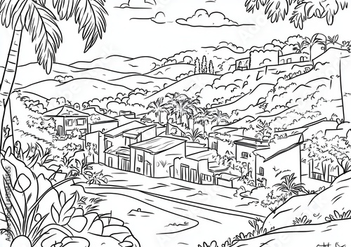 Hillside Village Sketch