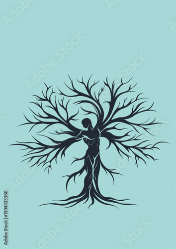 Man, Tree, Root, Branches, Growth, Intricacy, Thoughts, Growth, Success, Branches, Artwork, Vector