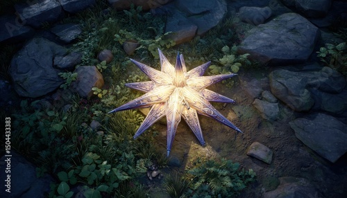 Luminous Starfish on Coastal Rocks