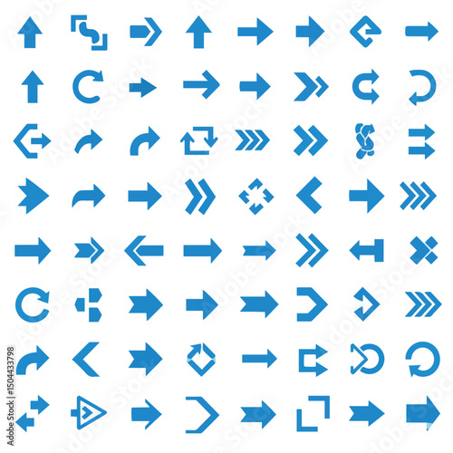 Modern vector illustration of a complete set of animated arrow pointers and interactive cursor designs, showcasing different states and hover effects.