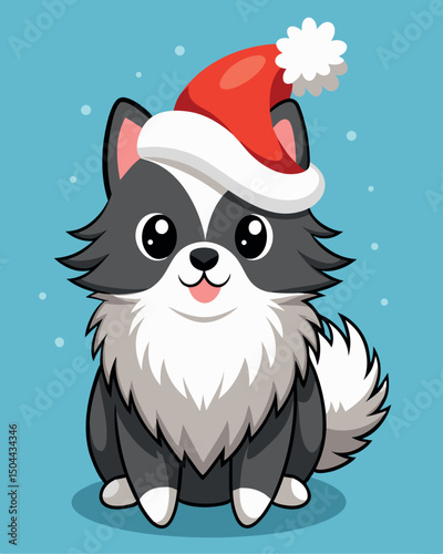 Adorable Christmas Puppy in Santa Hat