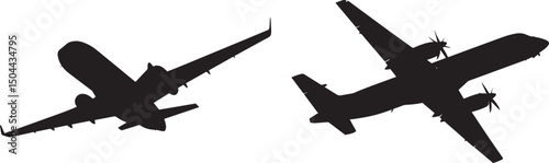Airplanes flying silhouette vector illustration
