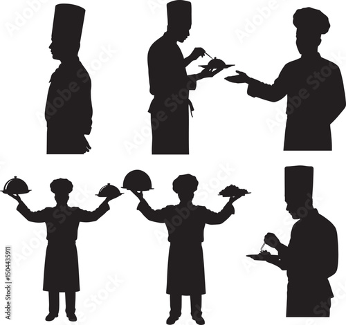 Chef cooking silhouette vector illustration