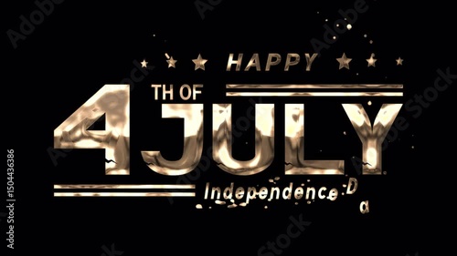 Happy 4th of July Independence Animation with Stylish Gradient Text - Perfect for Ads, Event Intros, Reels, Social Media Posts, and Brand Celebrations